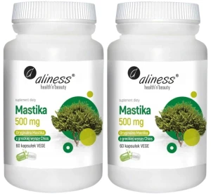 Zestaw 2x Aliness Mastika 500mg 60 kapsułek VEGE - Krążenie Skóra Układ Pokarmowy Jama Ustna