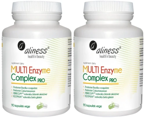Zestaw 2x MULTI Enzyme Complex PRO x 90 VEGE kapsułek, Aliness