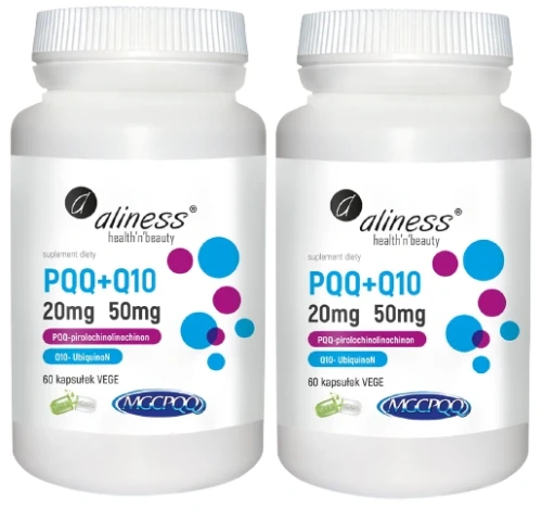 Zestaw 2x PQQ 20 mg + koenzym Q10 50 mg 60 kaps Aliness