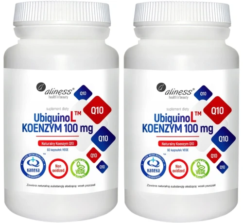 Zestaw 2x UbiquinoL KANEKA Naturalny KOENZYM 100mg x 60 Vege caps. Aliness