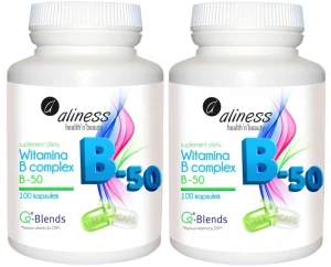Zestaw 2x Aliness Witamina B Complex B-50 100 kapsułek VEGE - Układ Nerwowy Odporność Mięśnie Zmęczenie