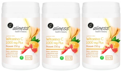 Zestaw 3x Aliness Witamina C 1000 mg Buforowana PLUS x 250g proszek