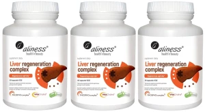 Zestaw 3x Aliness Liver Regeneration Complex 90  kapsułek VEGE - Wątroba Detoksykacja Nerki Jelita