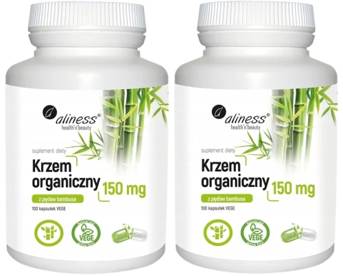 Zestaw 2x Krzem Organiczny 150mg 100x vege caps Aliness