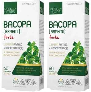 Zestaw 2x Medica Herbs Bacopa (Brahmi) Forte 60 kapsułek - Pamięć Koncentracja Umysł Stres