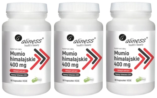 Zestaw 3x Mumio himalajskie (Shilajit extract) 400mg x 90 Vege caps. Aliness