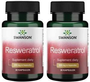 Zestaw 2x Swanson Resweratrol 250mg 30 kapsułek - Krążenie Cholesterol Glukoza
