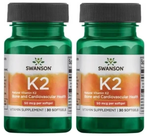 Zestaw 2x Swanson Naturalna Witamina K2 50mcg 30 kapsułek - Krzepnięcie Krwi Krążenie Kości