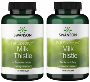 Zestaw 2x Swanson FS Milk Thistle 500mg - Ostropest Plamisty 100 kapsułek - Wątroba Nerki Detoksykacja