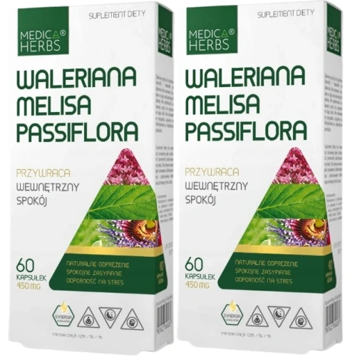 Zestaw 2x Waleriana Melisa Passiflora, Medica Herbs