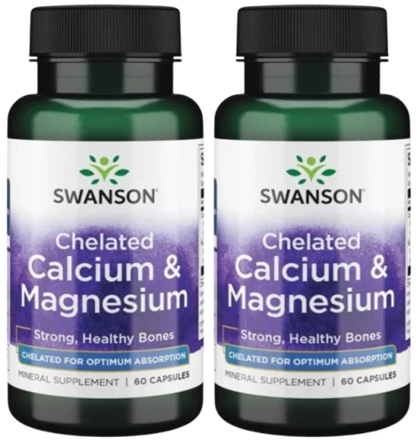 Zestaw 2x Chelated Calcium &amp; Magnesium - Chelat Wapnia i Magnezu 60 kaps, Swanson