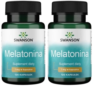 Zestaw 2x Swanson Melatonina 1mg 120 kapsułek - Sen Wyciszenie Odprężenie Spokój