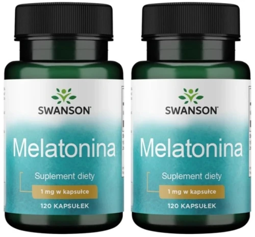 Zestaw 2x Melatonina 1mg 120 kaps, Swanson
