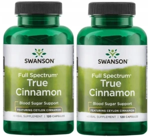Zestaw 2x Swanson FS True Cinnamon (Cejloński) 300mg 120 kapsułek - Układ Pokarmowy Cholesterol Glukoza