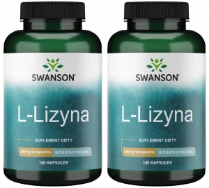 Zestaw 2x Swanson L-Lizyna 500mg 100 kapsułek - Odporność Stres Mięśnie