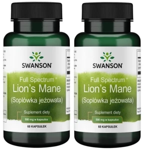 Zestaw 2x Swanson FS Lion's Mane - Soplówka Jeżowata 60 kapsułek - Układ Nerwowy Mózg Regeneracja Glukoza