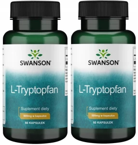 Zestaw 2x Swanson L-Tryptofan 500mg 60 kapsułek - Sen Samopoczucie Nastrój Stres