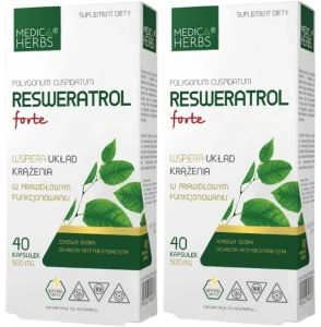 Zestaw 2x Medica Herbs Resweratrol Forte 40 kapsułek - Krążenie Skóra Antyoksydant