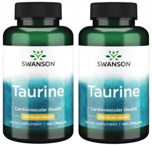 Zestaw 2x Swanson Taurine - Tauryna 500mg 100 kapsułek - Mięśnie Kości Glukoza Serce
