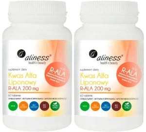 Zestaw 2x Aliness Kwas Alfa Liponowy R-ALA 200 mg 60 tabletek - Redukcja Masy Przeciwzapalne