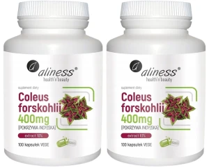 Zestaw 2x Coleus forskohlii 10% 400mg - Pokrzywa indyjska 100 kapsułek VEGE - Metabolizm Kontrola Wagi Układ Moczowy