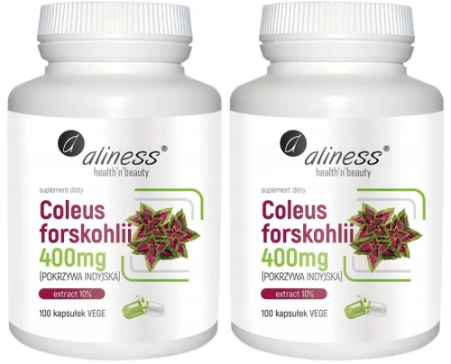 Zestaw 2x Coleus forskohlii 10% 400mg (pokrzywa indyjska) x 100 Vege caps.