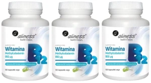 Zestaw 3x Aliness Witamina B12 Methyl 950 µg 100 kapsułek VEGE - Układ Nerwowy Zmęczenie Odporność