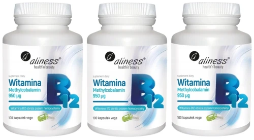 Zestaw 3x Witamina B12 Methyl 950 µg VEGE, Aliness