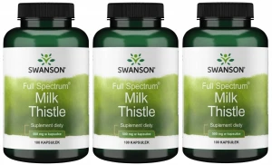 Zestaw 3x Swanson FS Milk Thistle 500mg - Ostropest Plamisty 100 kapsułek - Wątroba Odporność Nerki Detoksykacja