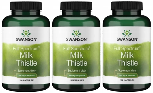 Zestaw 3x FS Milk Thistle 500mg 100 kaps, Swanson