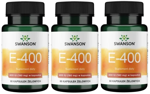 Zestaw 3x E-400 Witamina E 400IU 60kaps, Swanson
