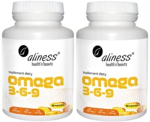 Zestaw 2x Aliness Omega 3-6-9 270/225/50 mg 90 kapsułek - Krążenie Odporność Mózg Wzrok Serce
