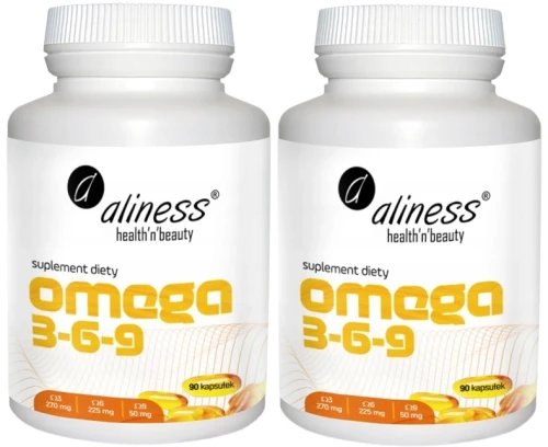 Zestaw 2x Omega 3-6-9 270/225/50 mg x 90 kapsułek, Aliness