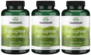 Zestaw 3x Swanson Fenugreek 610mg - Kozieradka 90 kapsułek - Trawienie Zaparcia Przeciwzapalne