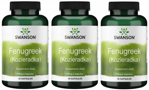 Zestaw 3x Fenugreek (Kozieradka) 610mg 90 kaps, Swanson