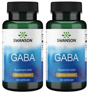 Zestaw 2x Swanson GABA 500mg 100 kapsułek - Układ Nerwowy Koncentracja Stres