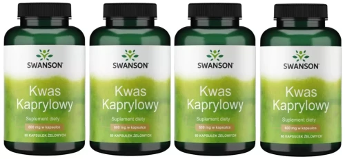 Zestaw 4x Kwas kaprylowy 600mg 60 kaps, Swanson