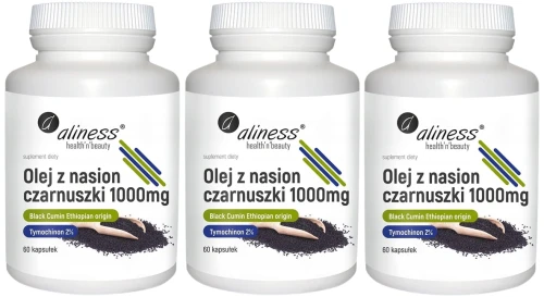 Zestaw 3x Olej z nasion czarnuszki 2% 1000 mg , 60 kaps, Aliness