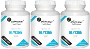 Zestaw 3x Aliness Glycine 800 mg 100 kapsułek VEGE - Jakość Snu Układ Nerwowy Regeneracja Organizmu