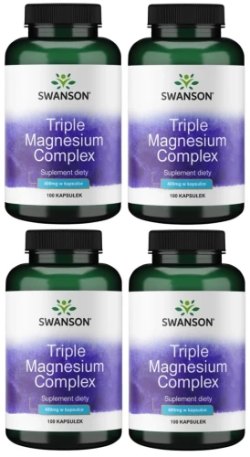 Zestaw 4x Triple Magnesium complex 100 kaps, Swanson