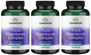 Zestaw 3x Swanson Triple Magnesium Complex 100 kapsułek - Układ Nerwowy Zmęczenie Kości Mięśnie