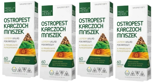 Zestaw 4x Ostropest Karczoch Mniszek, Medica Herbs