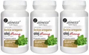 Zestaw 3x Aliness Dzikie Oregano Olej STRONG 90 kapsułek - Odporność Trawienie Skóra Przeciwzapalne