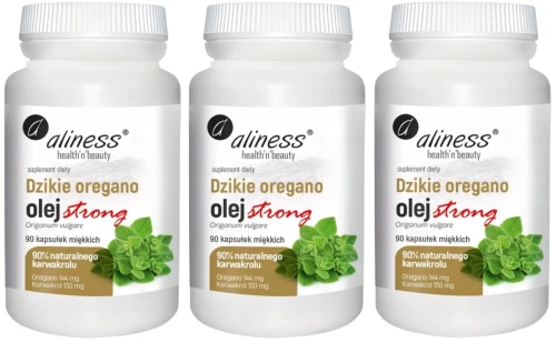 Zestaw 3x Dzikie oregano naturalne olej 100% 90 kaps STRONG, Aliness