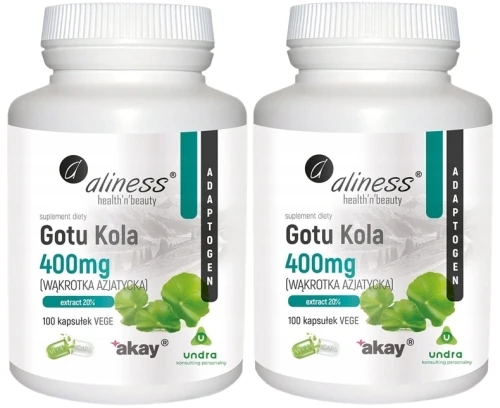 Zestaw 2x Gotu Kola wąkrotka azjatycka 400mg Aliness