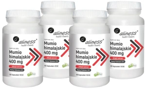 Zestaw 4x Mumio himalajskie (Shilajit extract) 400mg 90 kapsułek wegańskich Aliness