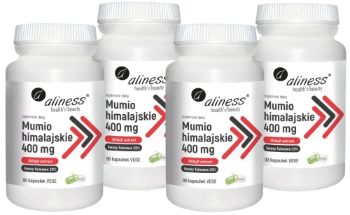 Zestaw 4x Mumio himalajskie (Shilajit extract) 400mg x 90 Vege caps. Aliness