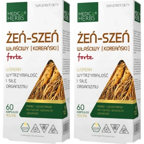 Zestaw 2x Żeń - szeń Właściwy (Koreański) Forte, Medica Herbs