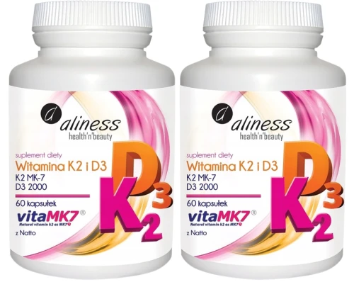 Zestaw 2x Witamina K2 i D3 100 mcg 60 kaps Aliness