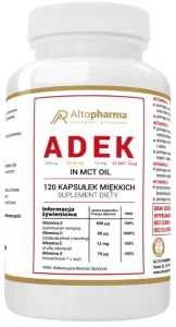 ADEK FORTE A,D3,E,K2 MK-7 in MCT 120 kapsułek miękkich, AltoPharma